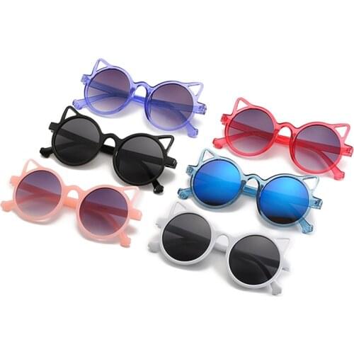 New Summer Cute Sunglasses Animal Cartoon Cat Ear Outdoor Children Lovely Vintage Eyeglasses Protection Glasses 2021 Wholesale