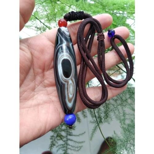 Very Rare Tibetan Dzi bead Amulet pupilla Eyes Bead Pendant hanging drop brown Vein talisman