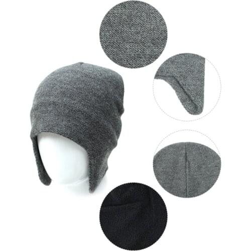 Solid Color Dome Knitted Ear Beanie Hat Ear Protection for Men & Women