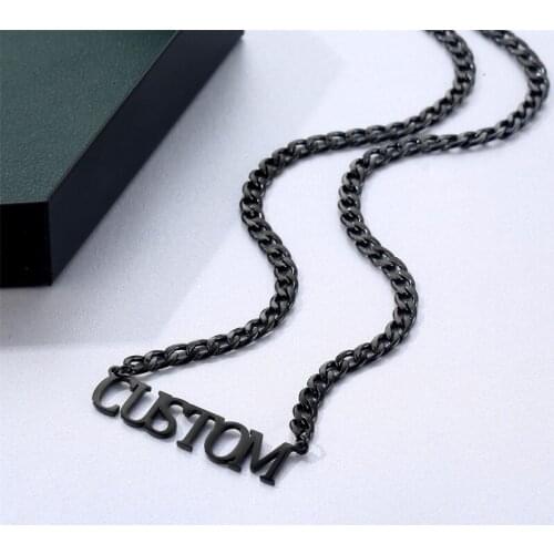 Customized Name Necklace Stainless Steel Nameplate Necklaces 5mm Cuban Chain Personalized Pendants Choker for Birthday Gift