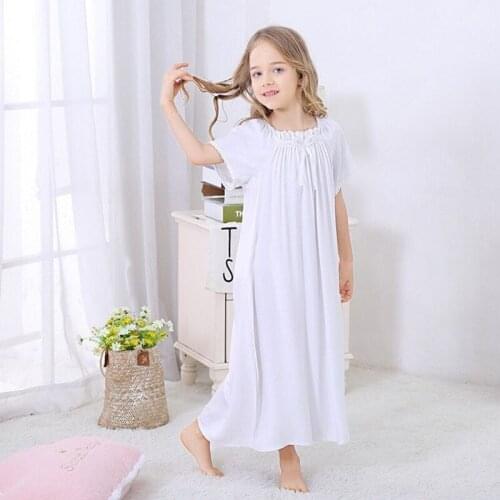 Girls Dress Sleepwear New Summer White pink Cotton Princess Nightgowns Baby Nightdress Kids Clothes sleeping Vestidos