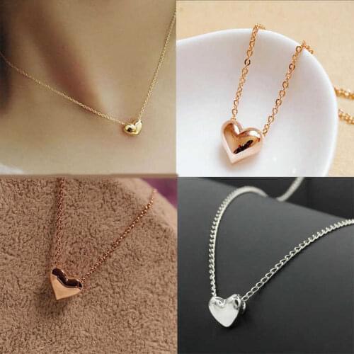 Popualr Heart Shaped Chain Pendant Necklace Chain Elegant Women Pendant Necklace Jewelry Gift