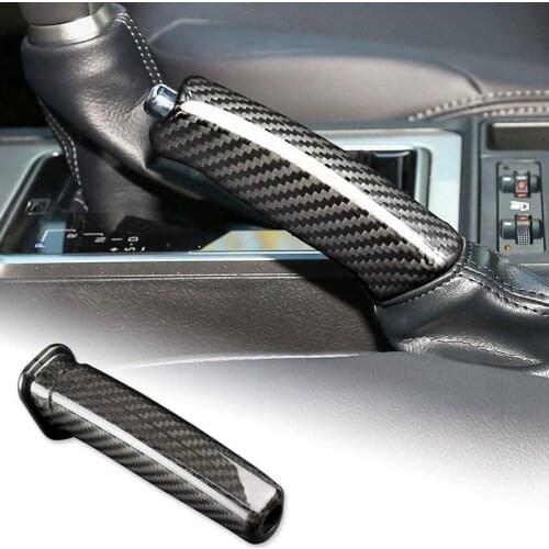 Real Carbon Fiber Car Handbrake Cover Replace Grip Handle Lever for Toyota Land Cruiser Prado 2014-2019