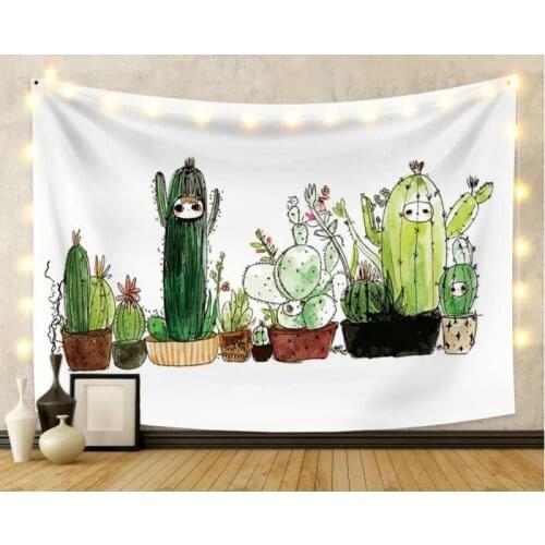 Cute Cactus with Flower Tapestry Vintage Exotic Summer Plant Nature Frame for Bedroom Photography Wall Decor