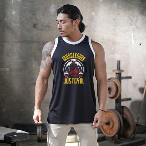 Gym Brand Casual Mesh Fitness Tank Tops Men Muscle Guys Clothing Bodybuilding Breathable Quick-drying Stretch Sleeveless Vest