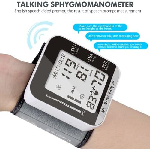 Portable Tonometer Wrist Type Electronic Blood Pressure Monitor Sphygmomanometer Blood Presure Meter Monitor Heart Rate Pulse