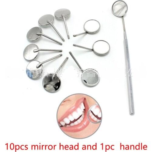 Dental Exam Mirror 10pcs head +1pc handle Oral Endoscope Mirrors Dentist Tools Mouth Reflector Stainless Steel Oral Hygiene Care