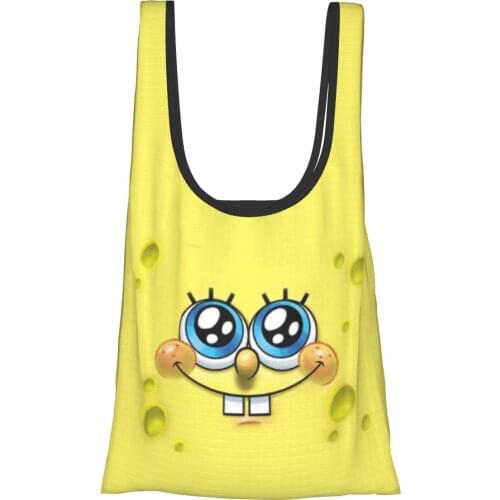 Sponge0 Bag Women Cheap Fold eco-friendly Bag Kawaii Anime Ins tote Bag