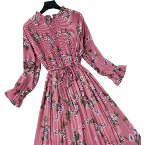 Women print Chiffon Long Dress 2021 Bohemian Style Spring Beach Maxi Dress Women Fashion Loose Summer Long Dress