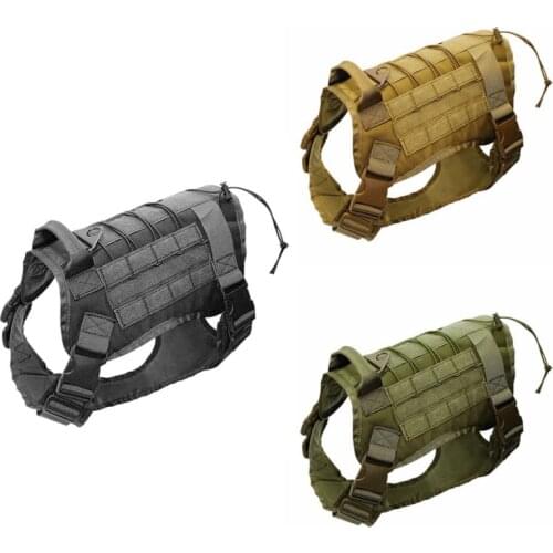 Dog Vest Outdoor Hunting Molle 1000D Nylon Water-resistant Military Tactical Training Adjustable Dog Harness With Handle