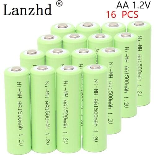 16Pcs AA Battery 1.2V Rechargeable Batteries AA Ni MH Pre-charged Rechargeable Battery 2A Baterias for Camera toy Remote
