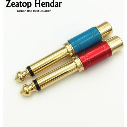 2Pcs New 6.35mm Mono Male Plug to RCA Female Jack Adapter 6.35 Audio to RCA M/F Connector