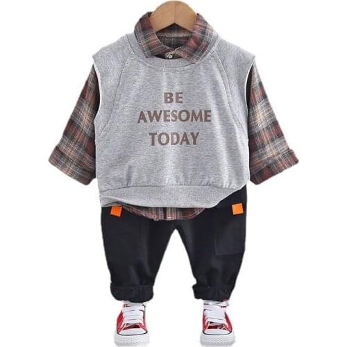 Spring Autumn Baby Cotton Clothing Sets Fashion Children Boys Girls Vest Shirt Pants 3Pcs/Sets New Toddler Casual Tracksuits