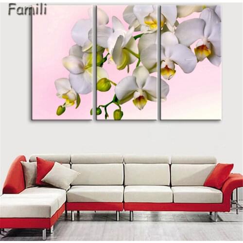 3pcs Hot Sell Modern Painting Purple Orchid Home Decor Canvas Painting Flowers Wall Pictures For Living Room Modular Pictures