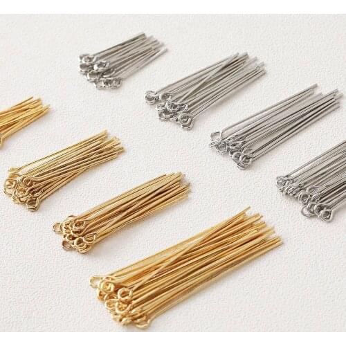 30PCS Head Pins for Jewelry Making Supplies Findings DIY Earrings 18K Gold Plated Brass High Quality Accessories