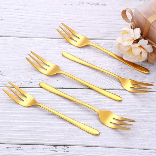 6Pcs Stainless Steel Fruit Fork Snacks Cake Tool Salad Fruits Tableware Dessert Fork Table Fork Cutlery Set Kitchen Accessories