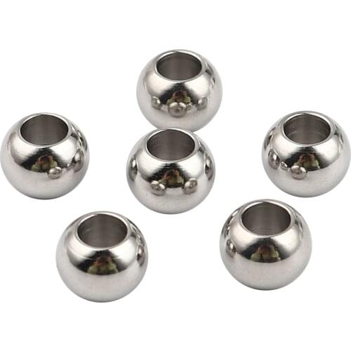 8Seasons 20 PCs Stainless Steel Beads Round Silver Color Beads For Jewelry DIY Findings 10mm Dia., Hole: Approx 5mm