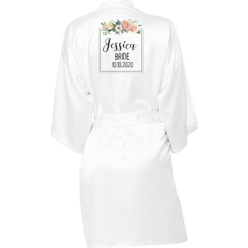 Custom Satin Women Nightwear Bride Bridesmaid Wedding Favors Robe Kimono Bathrobe Gown Nightgown