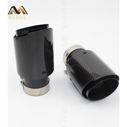 Car accessories exhaust muffler tail throat straight edge bright surface carbon fiber black stainless steel for BMW E46 E90