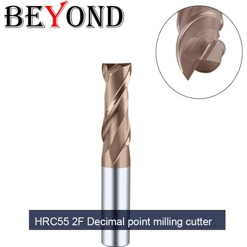BEYOND HRC55 2F Decimal Point Milling Cutter Tungsten Steel End mills Carbide Lathe Tools CNC Machine Cutting