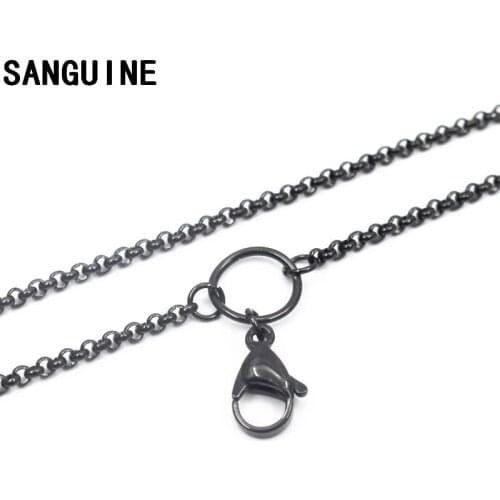 New Arrival 5pcs/lot black Stainless Steel Floating Locket Chains 80cm Chain Necklace For Men Necklace DIY Women Jewelry