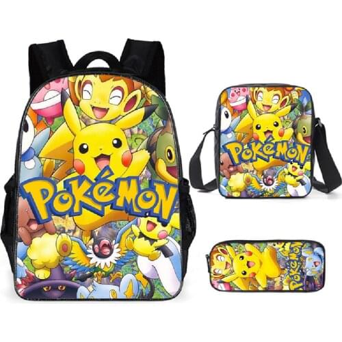 Pokemon Pikachu Backpack Laptop School Bag Boys Cartoon Pencil Case Kawaii Schoolbag Anime Bag School Supplies Kids Gifts