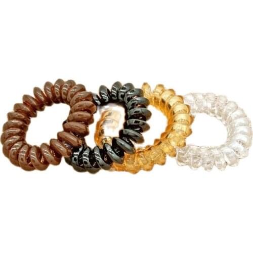 8Pcs/Lot 4Colors Size 3.5CM Elastic Girl Telephone Wire Hair Ties Plastic Rope Band Accessories Headwear