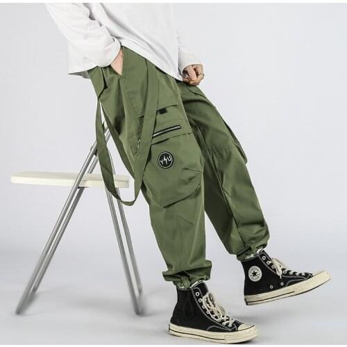 GlacialWhale Mens Cargo Pants Men Fashion ArmyGreen Baggy Joggers Male Hip Hop Korean Japanese Streetwear Trousers Pants For Men