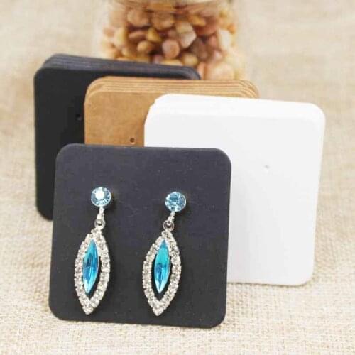 100pcs DIY black paper jewelry stud earring tag card white/black/brown color cardboard small cute earring display card tag
