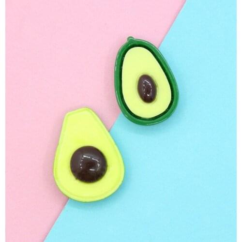 Kawaii Fruit Avocado Resin Cabochons Embellishments Scrapbooking DIY Jewelry Findings Ornament Accessories Hair Clip Bow 10pcs