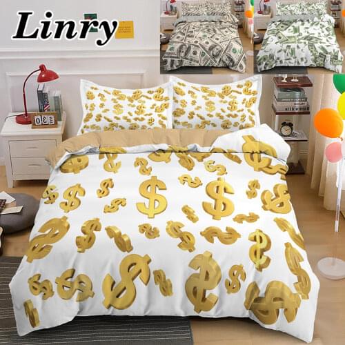 Good For Sleeping 3D Bedding Set Money Printed Luxury Bedding 2/3pcs Comforter Cover Pillowcase Dollar Bed Cover Set Dropship