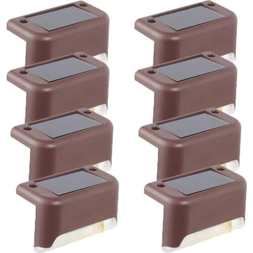 LBER 8*4.4*4.5cm 8Pcs LED Solar Path Stair Lights Outdoor Garden Yard Fence Wall Landscape Lamps Solar Light for Courtyard