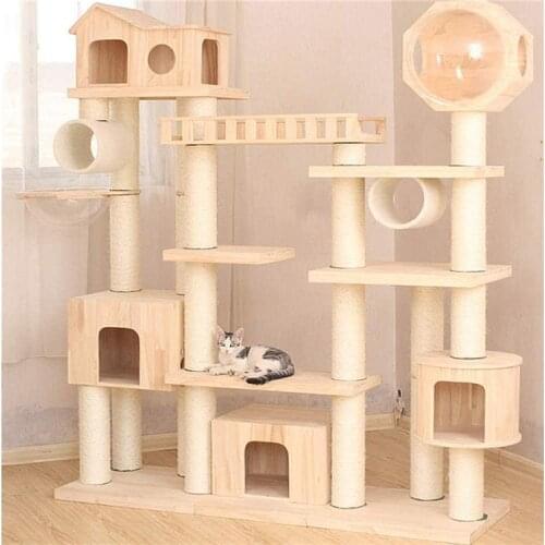 Luxury Solid Wood Cat Climbing Frame Cat Villa Cat Castle Cat Litter Wear-resistant Biting Cat Scratching Board Large Cat Toy