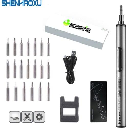 21 in 1 Mini Electric Screwdriver Both-Side Rechargeable Cordless Power Screw Driver Kit With LED Light Lithium Battery