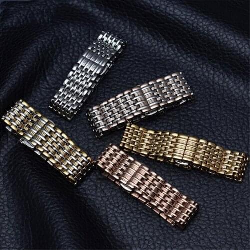 Man Womans 316L Stainless Steel Thin Watchband 20mm 22mm Rose Gold Butterfly Buckle Bracelet For OMG Constantin DW Watch Stock