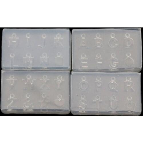 4 Pcs A-Z English Letters Pendant Mold Kit Alphabet Pendant UV Resin Silicone Mold Jewelry Making Tools Nail Art Crafts