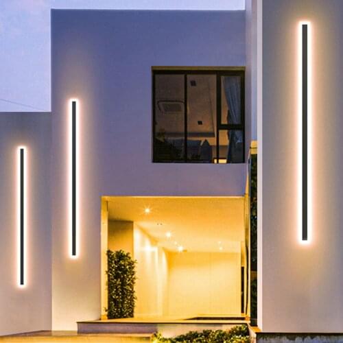 Nordic Outdoor Indoor Wall Light AC220V Living Room Sofa Background Bedroom Bedside Wall Light Garden Porch Long Strip Wall Lamp