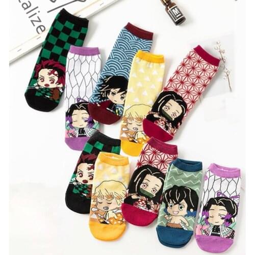 Demon Slayer Kimetsu No Yaiba Sock Cosplay Prop Anime Kamado Tanjirou Nezuko Cotton Short Socks 1pc Random Shipments