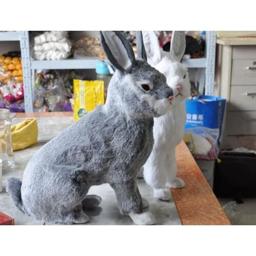 New real life gray rabbit model plastic&furs big sitting rabbit doll gift about 43x15x37cm xf2712