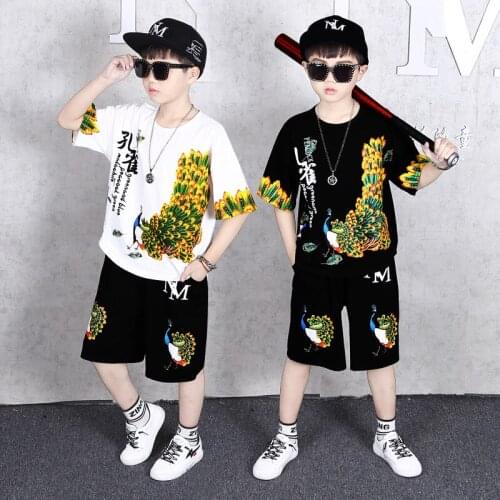 4-14 Years Summer Boy Clothing Set 2021 New Casual Fashion Active T-shirt+ Pant Kid Children Boy Teenager Clothing