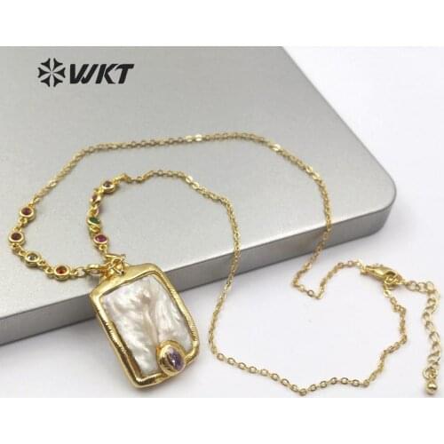 WT-MN956 Natural Freshwater Pearl Necklace Random Shape Drop With Tiny Gem-stone Necklaces Lady Charm Vintage Design Jewelry