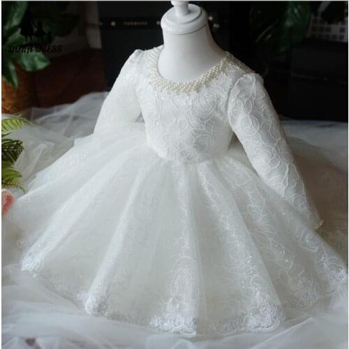 Vestido infantil Baby Girl 1 st Birthday Dress White Lace Ball Gown Christening Princess Dress For Infant Party Newborn Clothes