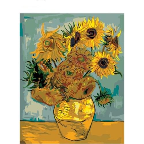 Sunflowers Abstract Modern Printed Fabric 11CT Cross Stitch Set DIY Embroidery DMC Threads Handiwork Hobby Different