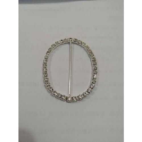 5pcs Oval Diamante Rhinestone Buckle Gold Tone Chair Sash Ribbon Slider 50