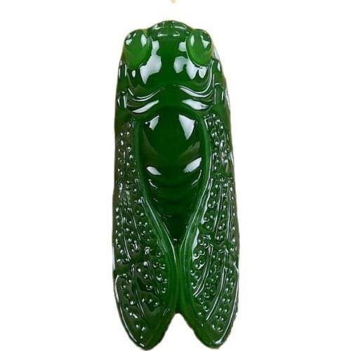 Hand carved natural jade cicada Pendant