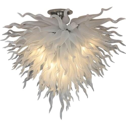 Hand Blown Borosilicate Glass Chandelier LED Light Source Pendant Lamps White Red Colored Hotel Home Art Decoration 60 Inches