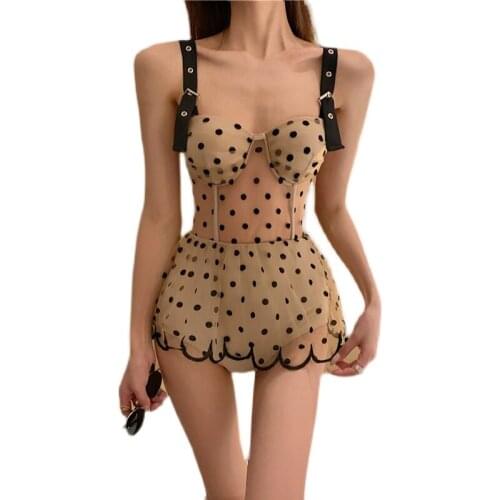 Sexy Swimsuit Women Covering Belly Thin Retro Style Hot Spring Sexy Polka Dot Skirt One Piece Swimsuit Cute designer swimsuit