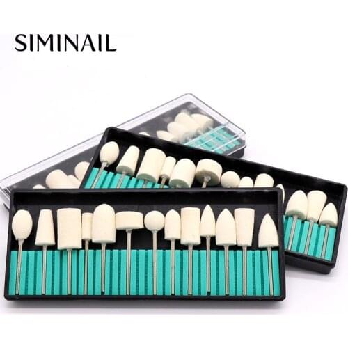 SIMINAIL 12pcs Drill Head Device Nail Clean Shank Wool Bits Kit Manicure Pedicure Grinding for Nail File Polish Tool Accessorys
