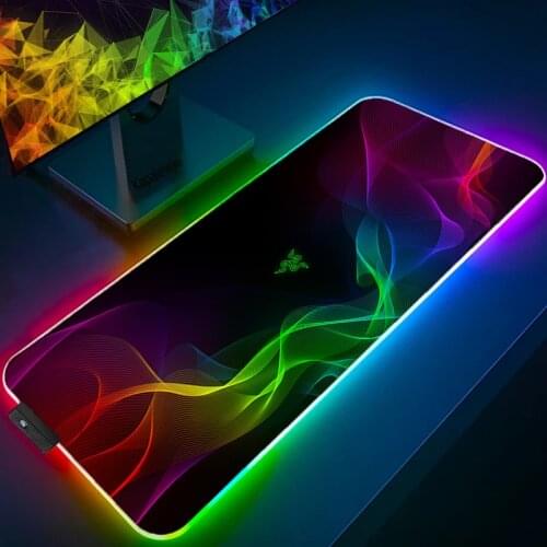 LED Light Gaming Mouse Pad RAZER RGB Large Keyboard Cover Rubber Base Computer Carpet Desk Mat XXL PC Game MousePad with Backlit