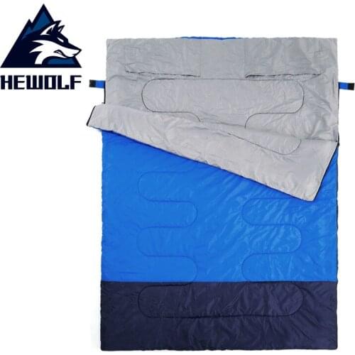 Outdoor Double Sleeping Bag Enlarge Winproof Warm Splicable Envelope Four Seasons Camping Hiking Portable Cotton Sleeping Bags
